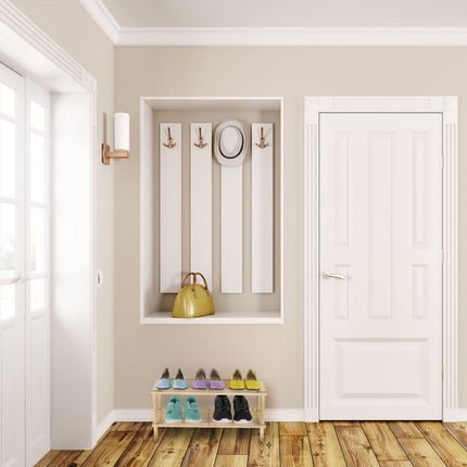 Wooden shoe shelf