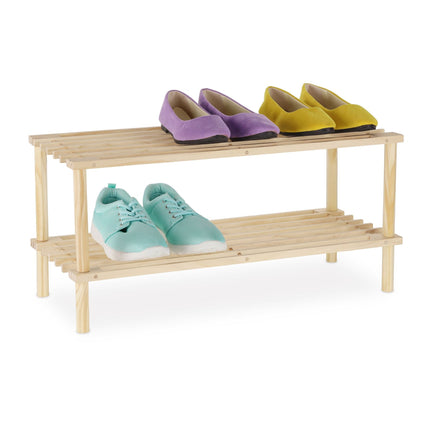 Wooden shoe shelf