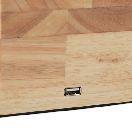 Lampe de table en bois avec prise USB