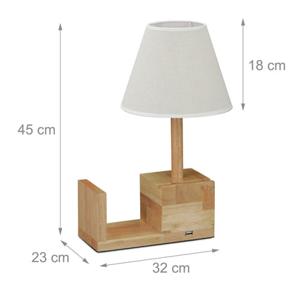 Lampe de table en bois avec prise USB