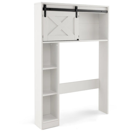 Meuble de toilette en bois avec étagère et porte coulissante, 84 x 17 x 128 cm, blanc