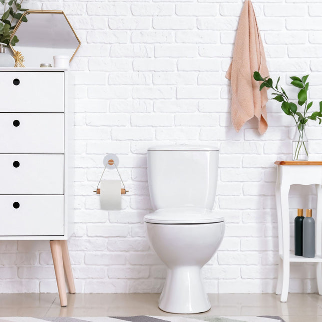 Porte-rouleau de papier toilette en bois avec sangle