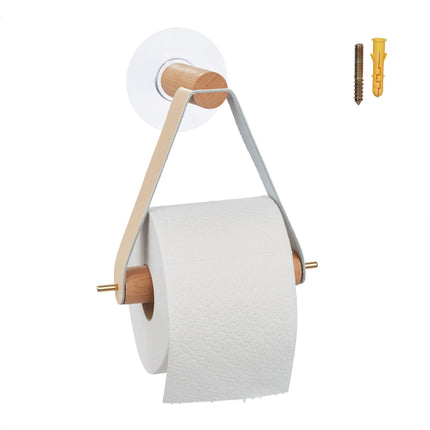 Toilettenpapierhalter aus Holz mit Riemen