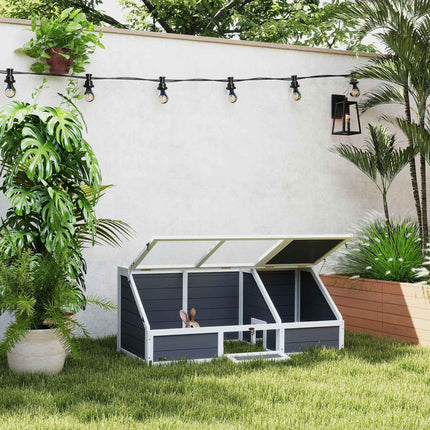 Maison de tortue en bois, enclos à tortues avec deux maisons principales, couvercle à charnière, clé, cage à reptiles extérieure pour petits animaux 120 x 55 x 50 cm, gris clair