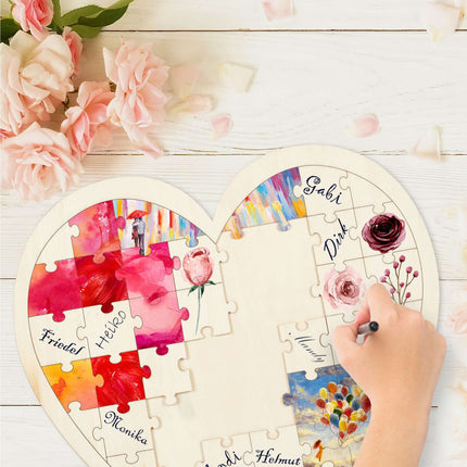 Dřevěné puzzle svatební kniha hostů