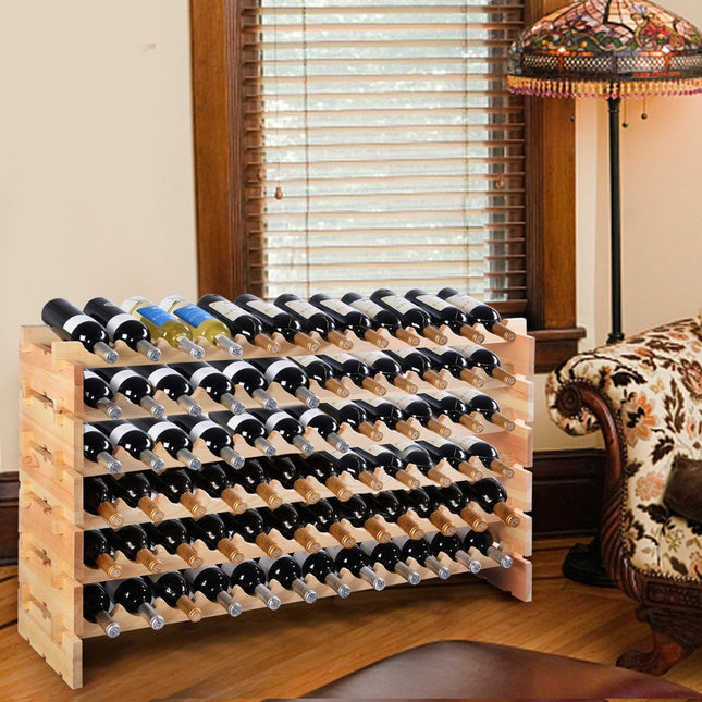 Weinregal aus Holz für 72 Flaschen, stapelbarer Weinständer, Flaschenregal, Holzregal, Weinschrank