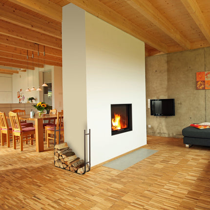 Holzregal aus braunem Stahl