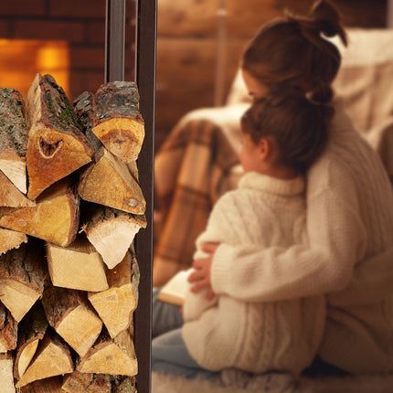 Holzregal aus braunem Stahl