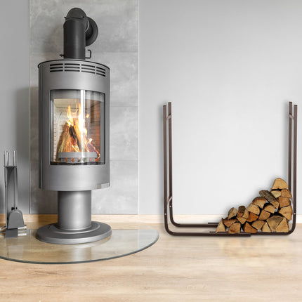 Holzregal aus braunem Stahl