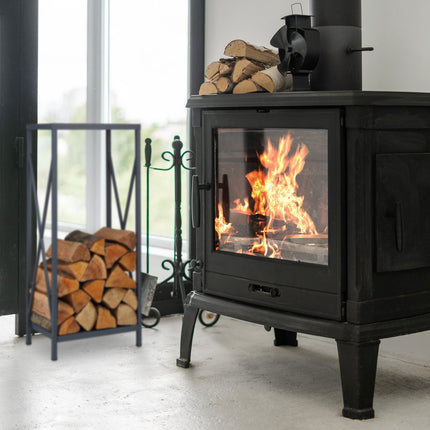 Holzregal aus grauem Stahl