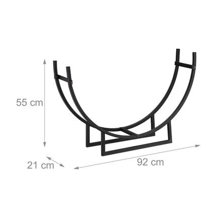 Wood stand in black metal