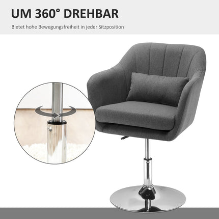 Höhenverstellbarer Drehstuhl, dunkelgraues Leinen