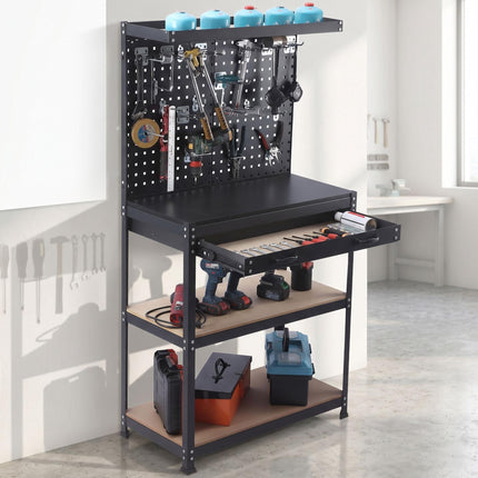 Werkbank mit Lochwand, Schublade, 19-teiliges Werkzeugset