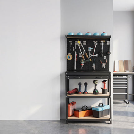Werkbank mit Lochwand, Schublade, 19-teiliges Werkzeugset