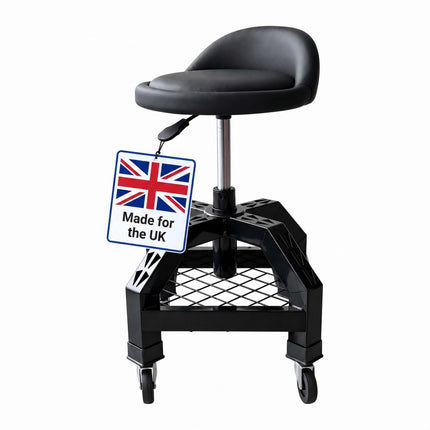 Workshop Stool with Backrest and Gas Lift 50–65 cm, Max 136 kg, Black