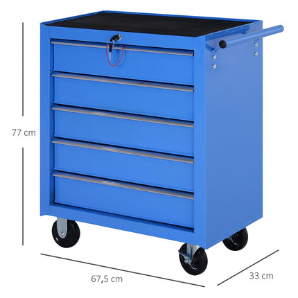 Servante d'atelier, servante à outils mobile avec 5 tiroirs, chariot, boîte à outils, rouge