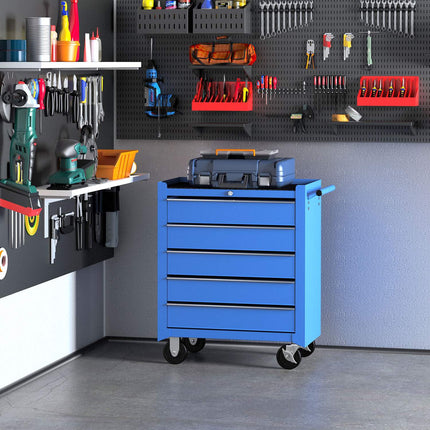 Servante d'atelier, servante à outils mobile avec 5 tiroirs, chariot, boîte à outils, rouge