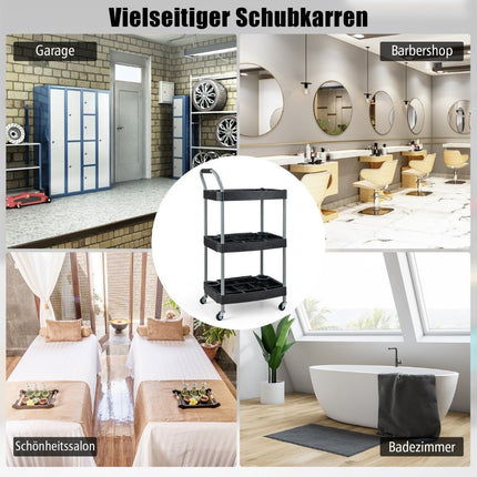 Werkstattwagen Rollwagen mit 3 Ebenen Werkzeugwagen mit getrennten Fächern 59 x 45 x 107 cm schwarz