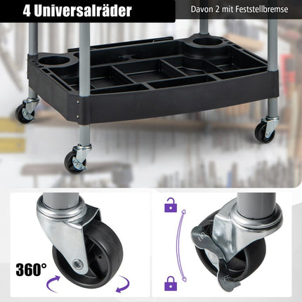 Werkstattwagen Rollwagen mit 3 Ebenen Werkzeugwagen mit getrennten Fächern 59 x 45 x 107 cm schwarz
