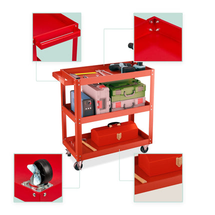 Workshop trolley with 3 shelves
