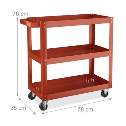 Workshop trolley with 3 shelves