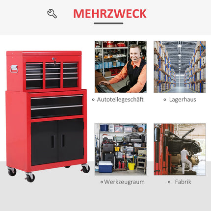Abschließbarer Werkzeugwagen aus Metall mit 6 Schubladen und Schrank