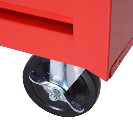 Servante d'atelier à roulettes, servante d'atelier à 7 tiroirs, servante de montage verrouillable avec frein de stationnement, servante mobile, charge max. 150 kg, acier, rouge