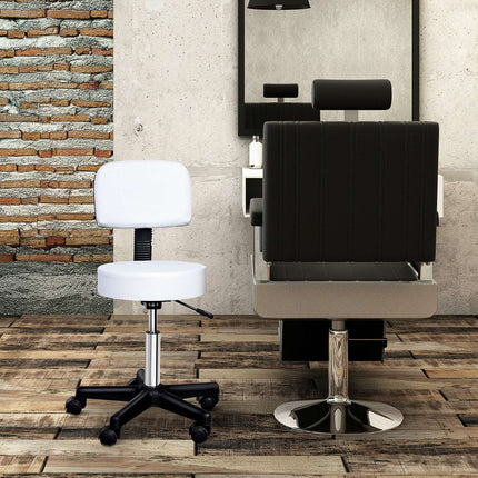 Bürohocker drehbar, höhenverstellbar, mit Rückenlehne, weiß