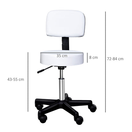 Bürohocker drehbar, höhenverstellbar, mit Rückenlehne, weiß