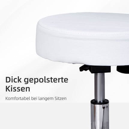 Bürohocker drehbar, höhenverstellbar, mit Rückenlehne, weiß