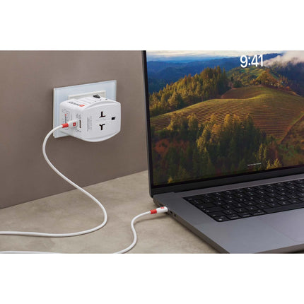 Adaptateur de voyage universel MUV USB AC65PD USB-A+USB-C PD 65 W sans mise à la terre