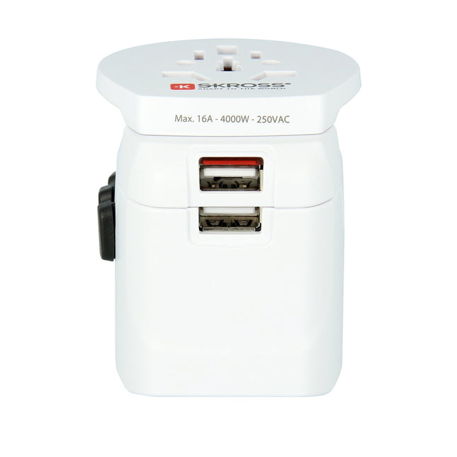 Weltreiseadapter PRO Light World 2xUSB-A 15W geerdet