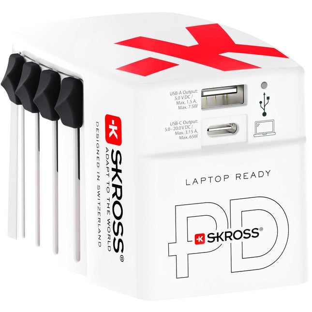 Weltreiseladegerät AC65PD World USB-A+USB-C PD 65W geerdet