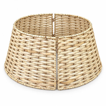Woven Willow Christmas Tree Skirt, Three-Part Tree Collar, Natural