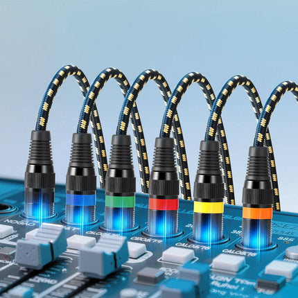 XLR Microphone Cables 25 ft, 6-Pack, Shielded 3-Pin