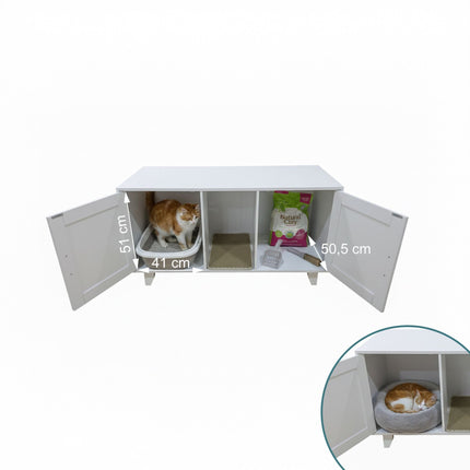 XXL Cat Litter Cabinet with Mat – Dual Compartment