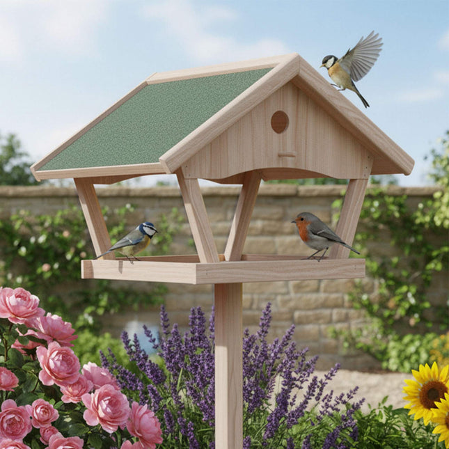 XXL Vogelfutterstation mit Ständer, Tannenholz