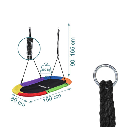 Oválná houpačka hnízdo XXL, nosnost 300kg, nastavitelná výška