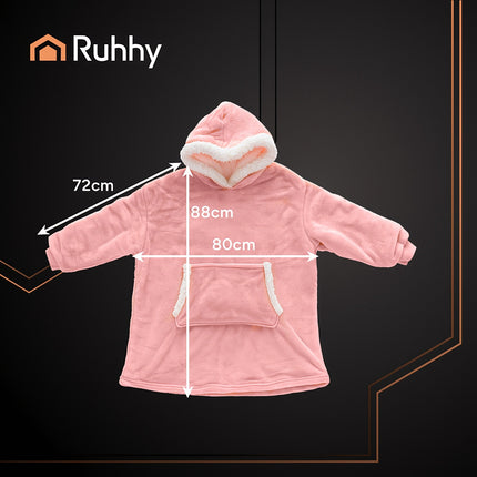 XXL Pinker Decken-Hoodie mit Kapuze und Tasche