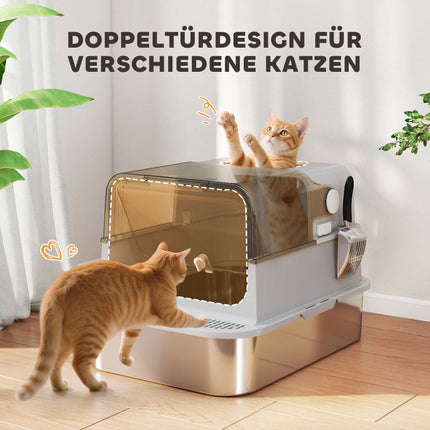 XXL Edelstahl-Katzentoilette, leicht zu reinigen, für große Katzen