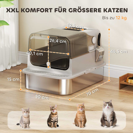 XXL Edelstahl-Katzentoilette, leicht zu reinigen, für große Katzen