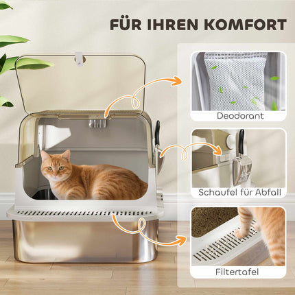 XXL Edelstahl-Katzentoilette, leicht zu reinigen, für große Katzen