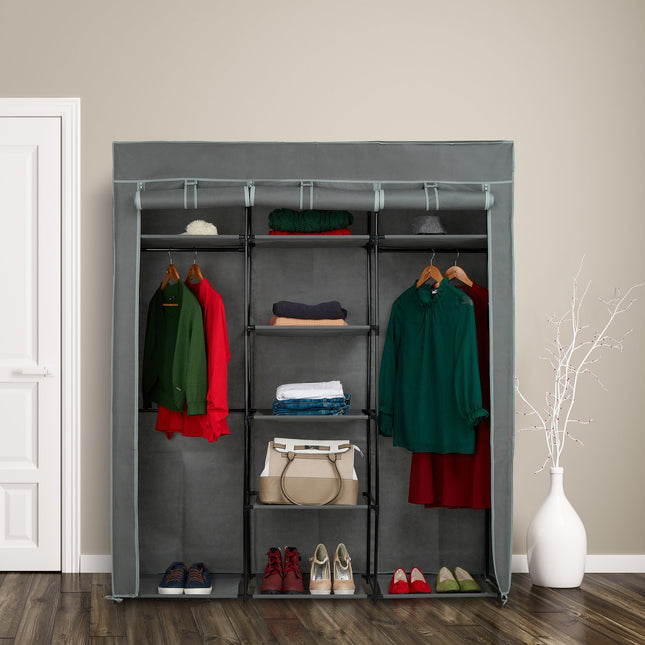 XXL Stoffkleiderschrank mit 2 Kleiderstangen