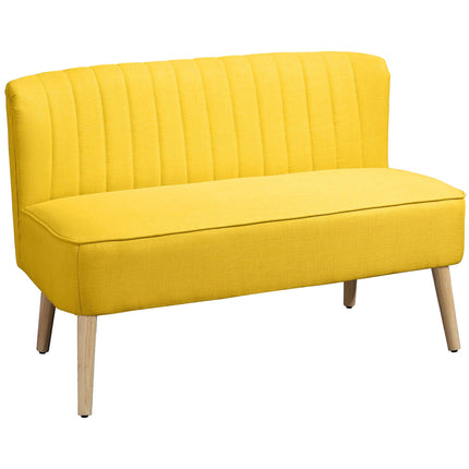 Yellow 2-Seater Sofa, Foam & Linen, Compact Design