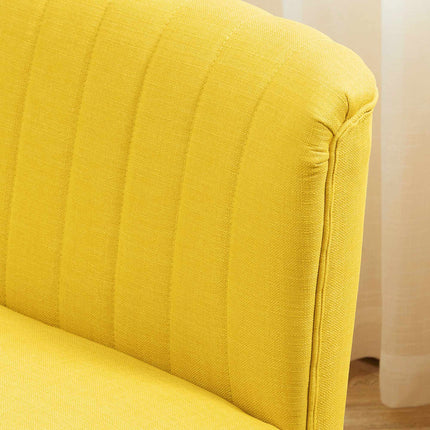 Yellow 2-Seater Sofa, Foam & Linen, Compact Design