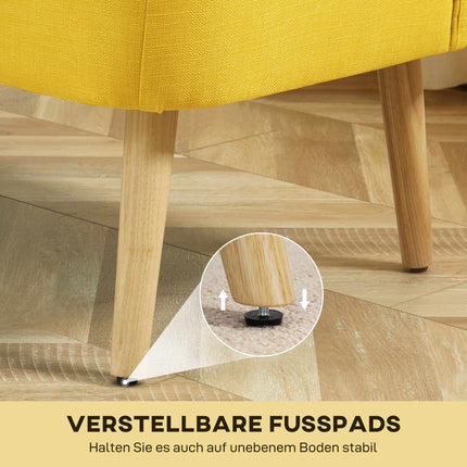 Yellow 2-Seater Sofa, Foam & Linen, Compact Design