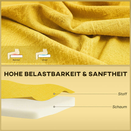 Yellow 2-Seater Sofa, Foam & Linen, Compact Design