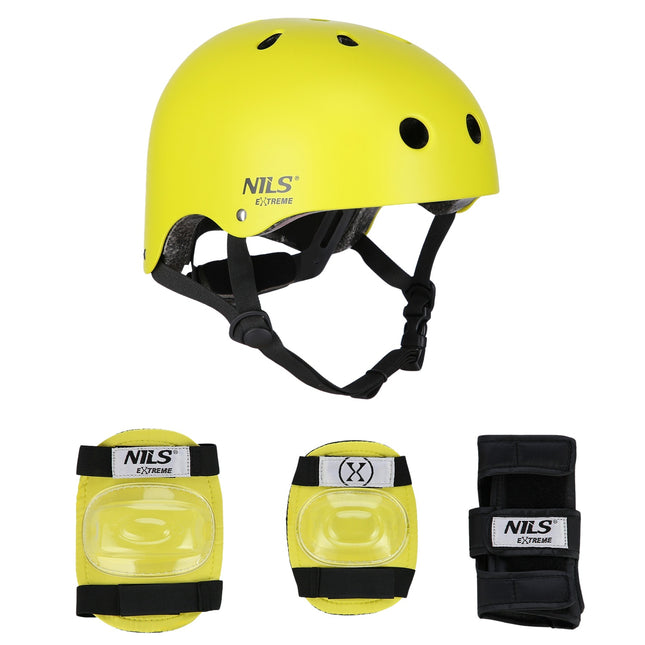 Gelber Helm mit Protektoren, Größe M
