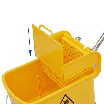 Gelber Moppwagen mit Presse, 22 l Fassungsvermögen