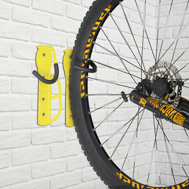 Gelber Fahrradhalter Wand 2er Set
